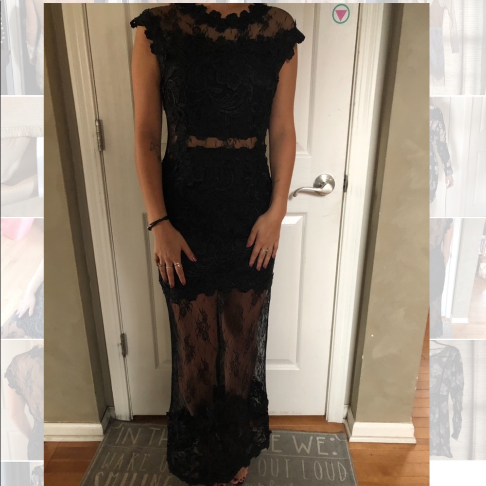 TOP SHOP gorgeous lace black  floor length dress